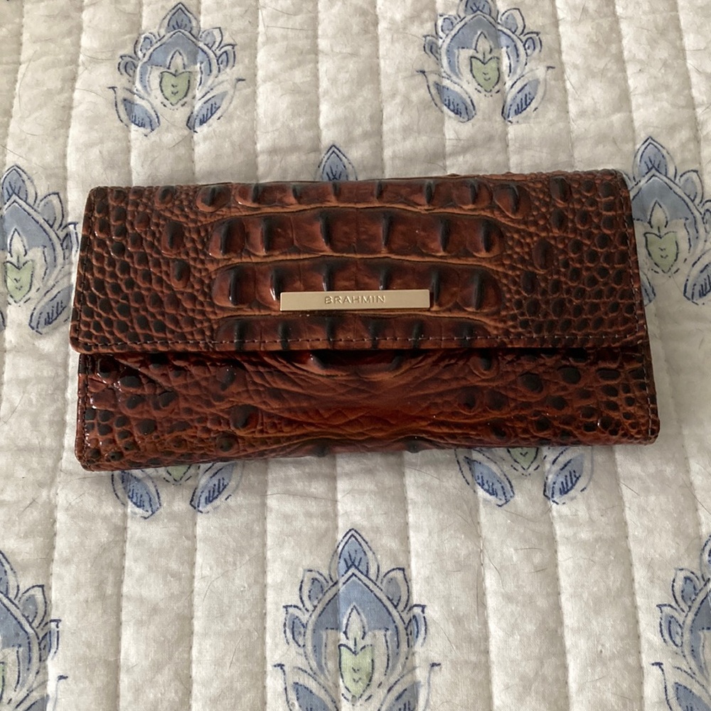 Brahmin Rich Brown Embossed Wallet